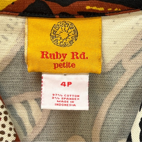 RUBY RD Leaf Print Cropped Jacket | 4P | Yellow Multi | Retro Safari Style - Picture 11 of 14